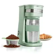 Personal Single Serve Coffee Maker & 14oz Travel Mug, Drip Coffee Brewer Green