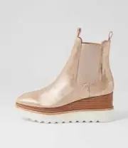 New Django & Juliette Wingate Platino Natural White Cut Leather Ankle Boots W...
