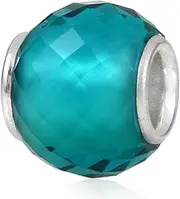 [Lamoony Charms] Glass Birthstone Charm with 925 Sterling Silver Core Birthday Charm Anniversary Charm for Pandora Charms Bracelelt (December)