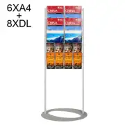 Brochure Stand/ Floor Brochure Holder/ Free Standing Leaflet Display-6XA4+8XDL