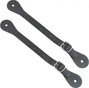 WHYHKJ 2PCS Leather Spur Straps for Western Men and Women Adjustable Boot Straps for Thigh High (Black)