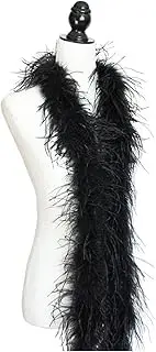 YUMAO 2Meter/Lot White Black(1Ply 3Ply 5Ply 10Ply 20Ply) Thicken Ostrich Feathers Boa Trim Skirt Wedding Decoration Feathers for Crafts 0217 (Color : 5 Ply Black)