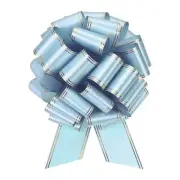 16 Inch Large Pull Bow Metallic Ribbon with Gold Edge for Wrapping,Light Blue