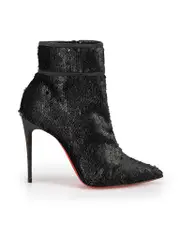 Black Stiletto Sequin Glitter Accent Boots