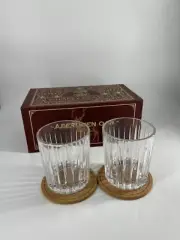 Aberdeen Oak Crystal Whiskey Liquor Glass Set of 2 With Coasters