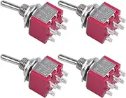 Daiilg 4Pcs AC 250V 2A 120V 5A 6 Pin Terminals ON/Off/ON DPDT Toggle Switches