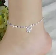 14K White Gold Over 4.00Ct Round Cut Simulated Diamond Tennis Anklet Women