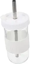 CONGARTENO Elegant 650ml Straw Lid Cup Water Bottle Iced Tea Cold Brew for Restaurant or Home