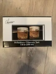 True Living Whiskey Glasses Set Of 2 7.8oz. - NEW