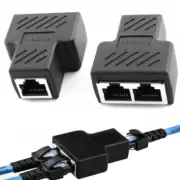 RJ45-Splitter Adapter LAN Ethernet Cable 1-2Way Dual Female Port Connector Plug+