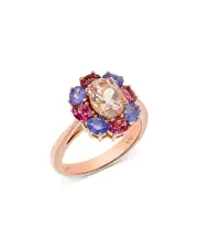 Bloomingdale's Fine Collection Multi Gemstone Halo Ring in 14K Rose Gold