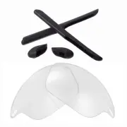Walleva Clear Non-Polarized Lenses and Black Rubber Kit for Oakley Fast Jacket