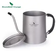 Titanium Kettle Cup Set with Anti-scalding Handle Camping Wine Coffee Tea Pot