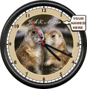 Personalized Groundhog Love Couple Funny Gift Lovers Your Names Sign Wall Clock