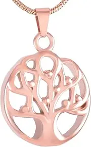 KETIME Tree of Life Cremation Jewelry Hold Loved Ones Ashes -Stainless Steel Keepsake Urn Necklace for Memorial Ash