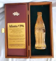 Coca Cola Solid Crystal Bottle and Pin Set 1996 Atlanta Cent. Olympics NIB #468