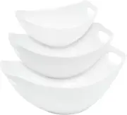 3-Piece Stoneware Serving Bowls: Elevate Entertaining with Handled Nesting Bowls