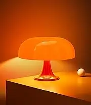 Orange Mushroom Lamp, Vintage Table Lamps, Mid Century Modern Retro Mushroom Table Lamps, Touch Lamps Bedside Charging Model，Dimmable Retro Lamps for Living Room Home Decor