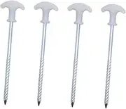 KICHOUSE 4pcs Stainless Steel Spiral Tent Stakes Durable Outdoor Camping Accessories for Secure Tent Setup Easy Pull Out Design Corrosion Resistant for Soggy Ground Hard Soil