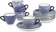 8 oz Espresso Cups, Small Expresso Coffee Cup Set with Saucers Cappuccino Cups