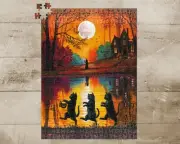 To Grandmothers House We Go 520 piece jigsaw puzzle RYTA ART Halloween witch cat