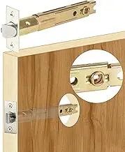 ACEPLANET 5" Backset Entry Door Latch Fits 19/64" (7.6mm) Square Interface Knobset, Square Corner Faceplate, Non-Handed, Satin Nickel