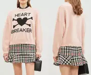 Valentino Red Heart Breaker Cropped Distressed Wool Cashmere Jumper Pullover S/