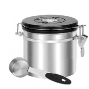 1.2L Airtight Coffee Container, Stainless Steel Coffee Bean Storage Container with Spoon, Coffee Container for Beans, Grounds, Sugar Flour, Tea Cereals