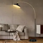 Arc Floor Lamp for Living Room, Marble Base Standing Lamp - Gold Floor Black