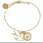 Alexander McQueen MCQ Logo Charm Chain Bracelet Bird Gold color
