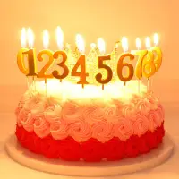 在飛比找momo購物網優惠-派對佈置金色數字蛋糕蠟燭2入(生日派對 氣球佈置 造型 蠟燭