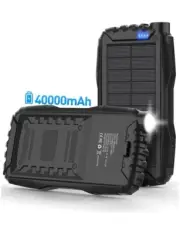 Solar Power Bank 40,000mAh, Micro USB Input, Dual USB Outputs with LED torch
