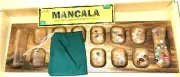 Mankala African Stone Board Game w/bag Set COMPLETE Vtg Family Group Mancala