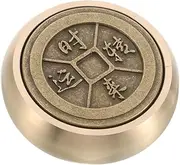Solid Brass Paperweight Elegant Brass Calligraphy Accessory Round Block Paperweight Traditional Chinese Art Heavy-Duty Desk Ornament