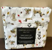 CYNTHIA ROWLEY Twin Sheet Set Dogs Fall Leaves Microfiber