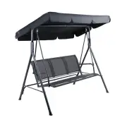 Swing Chair Outdoor Furniture Hanging Chairs Hammock 3 Seater Canopy Garden Bench Seat Patio Lounger Cushion Backyard Park Black