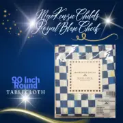 MacKenzie Childs Royal Check Round Tablecloth 90"