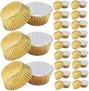 Cabilock 200pcs Light Golden Aluminum Foil Cupcake Liners Thickened Cake Muffin Molds for Baking for Parties Weddings Celebrations Greaseproof Stylish Design