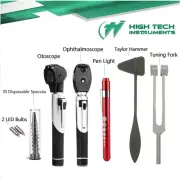 Otoscope Ophthalmoscope Tuning Fork Percussion Reflex Hammer Diagnostic ENT Kit