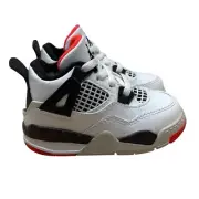 Jordan Toddler White Black Orange Air Retro 4 High Top Sneakers 5C