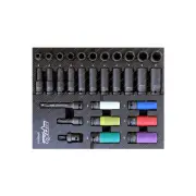 SP Tools 31 Pcs EVA Foam Tray Tool Kit - 1/2" Dr Impact Socket Accessory Metric