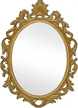 Simon's Shop Oval Mirror Baroque Style Decorative Mirrors for Wall, 18.3 x 13 inches, Gold, Vintage Decor