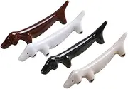 Vitbunana Ceramic Sausage Dog Chopsticks Rest 4Pcs, Japanese Cute Chopsticks Holder Dinner Spoon Holder Knife and Fork Holder, Dachshund Dog Home Decoration Decoration (Four-color)