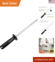 Diamond Solid Sharpening Steel Knife Blade Sharpener Honing Rod Professional ...