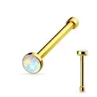 Piercing Nose Rod/Stem Right Golden Opal White