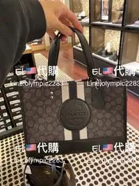 在飛比找Yahoo!奇摩拍賣優惠-EL~COACH 4113 黑色老花 緹花布 托特包 現貨 