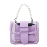 Creative Design Transparent PVC Handbag Classic Texture Chic Pearl Elegant Clutch Totes PU Shoulder Bag Composite Set