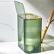 Transparent Green Trash Can with Lid, 12.2x6.1x11.8 inch Green Garbage Can, Space-Saving Bathroom Garbage Can for Bedroom, Kitchen, Office, Craft Room, Green Garbage Can, Green Bathroom Trash Can