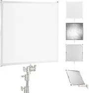 NEEWER Light Diffusion Panel Scrim Kit with Silver/White Reflector Film 30"x30" Foldable Frame with 5/8" Baby Pins Handle for C Stand 3 in 1 Diffuser for Studio Portrait Product Photography, SF7575F
