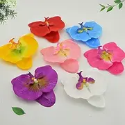 Orchid Flower Bouquet - 10 pcs 10cm Silk Butterfly Orchid Artificial Flower Head for Wedding Car Decoration Orchs Mariage Flores Cymbidium Flower Plants (8 Color Mixing)